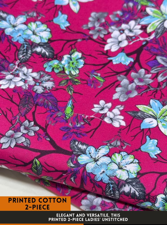 Premium Printed 2 PC Polo Cotton | Summer Unstitched Fabric