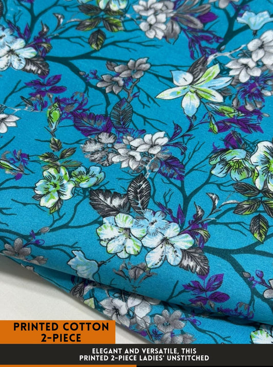 Premium Printed 2 PC Polo Cotton | Summer Unstitched Fabric