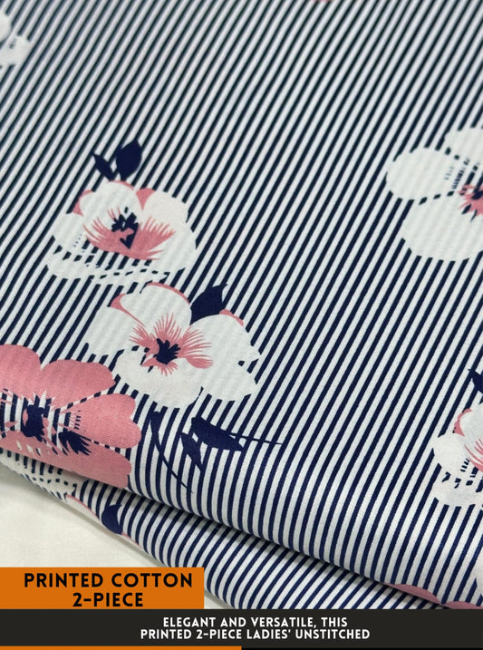 Premium Printed 2 PC Polo Cotton | Summer Unstitched Fabric