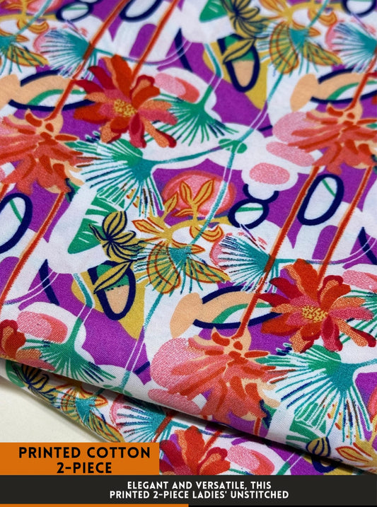 Premium Printed 2 PC Polo Cotton | Summer Unstitched Fabric