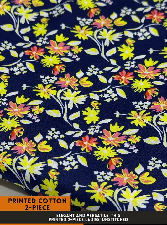 Premium Printed 2 PC Polo Cotton | Summer Unstitched Fabric