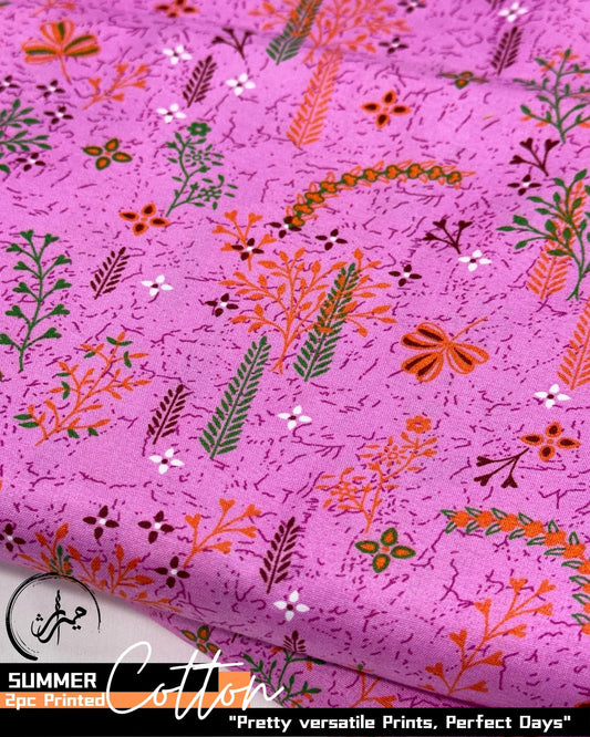 Premium Printed 2 PC Polo Cotton | Summer Unstitched Fabric