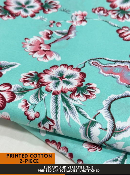 Premium Printed 2 PC Polo Cotton | Summer Unstitched Fabric
