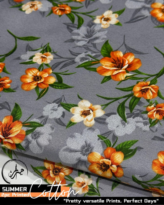 Premium Printed 2 PC Polo Cotton | Summer Unstitched Fabric