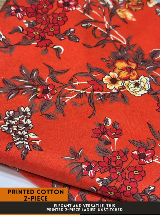Premium Printed 2 PC Polo Cotton | Summer Unstitched Fabric