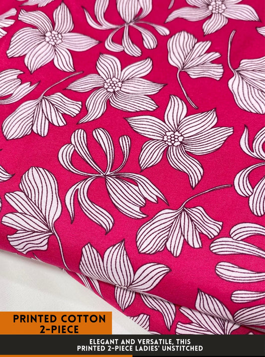 Premium Printed 2 PC Polo Cotton | Summer Unstitched Fabric