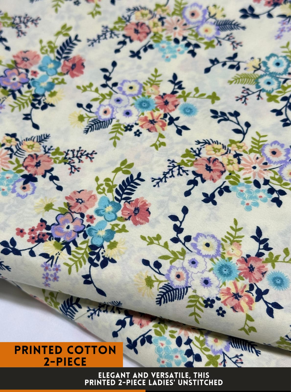 Premium Printed 2 PC Polo Cotton | Summer Unstitched Fabric