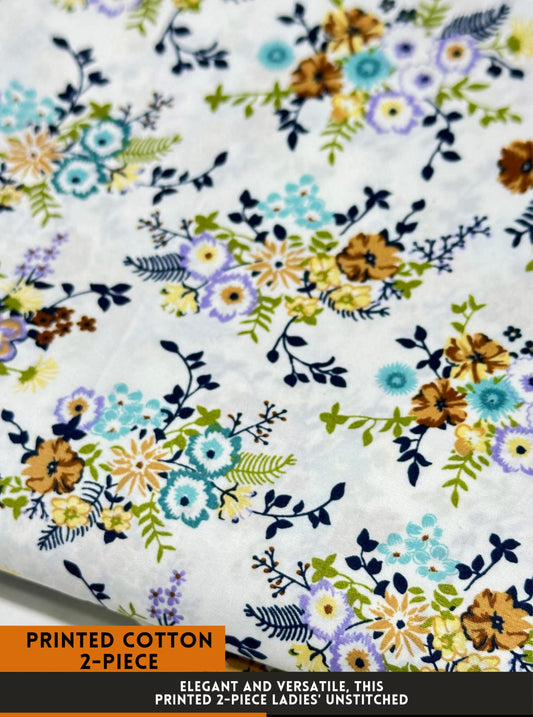 Premium Printed 2 PC Polo Cotton | Summer Unstitched Fabric