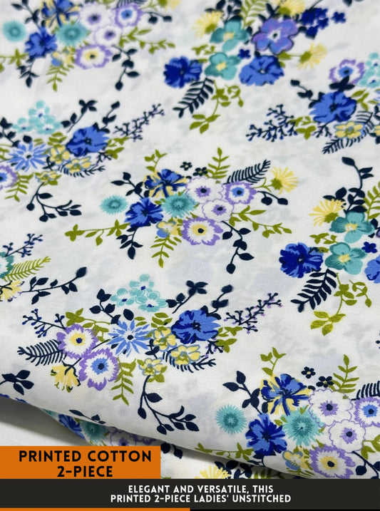 Premium Printed 2 PC Polo Cotton | Summer Unstitched Fabric