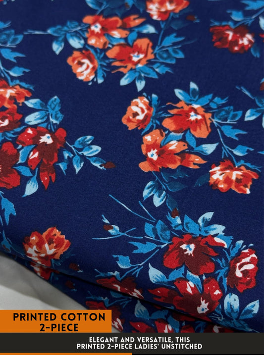 Premium Printed 2 PC Polo Cotton | Summer Unstitched Fabric