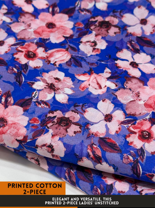 Premium Printed 2 PC Polo Cotton | Summer Unstitched Fabric