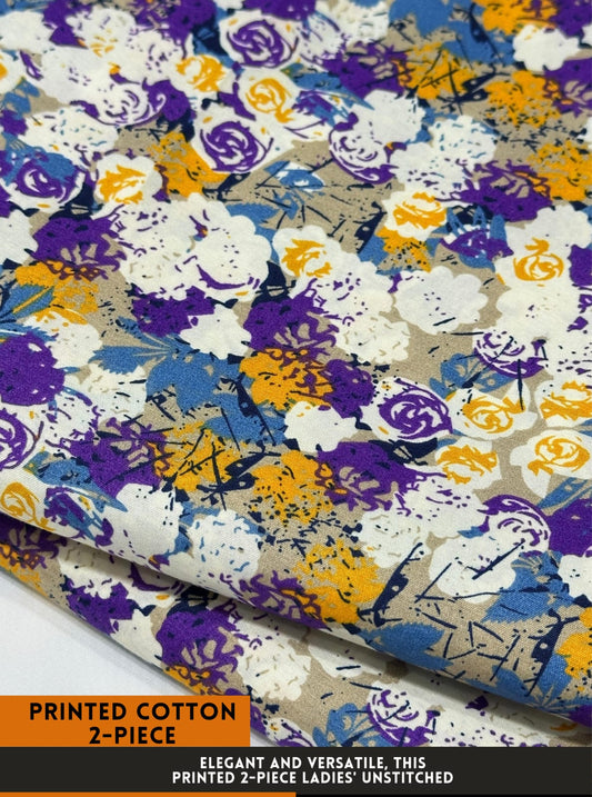 Premium Printed 2 PC Polo Cotton | Summer Unstitched Fabric