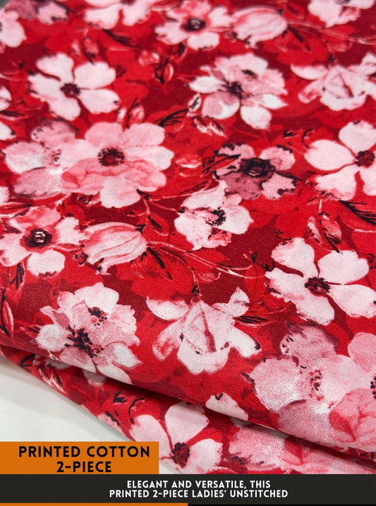 Premium Printed 2 PC Polo Cotton | Summer Unstitched Fabric