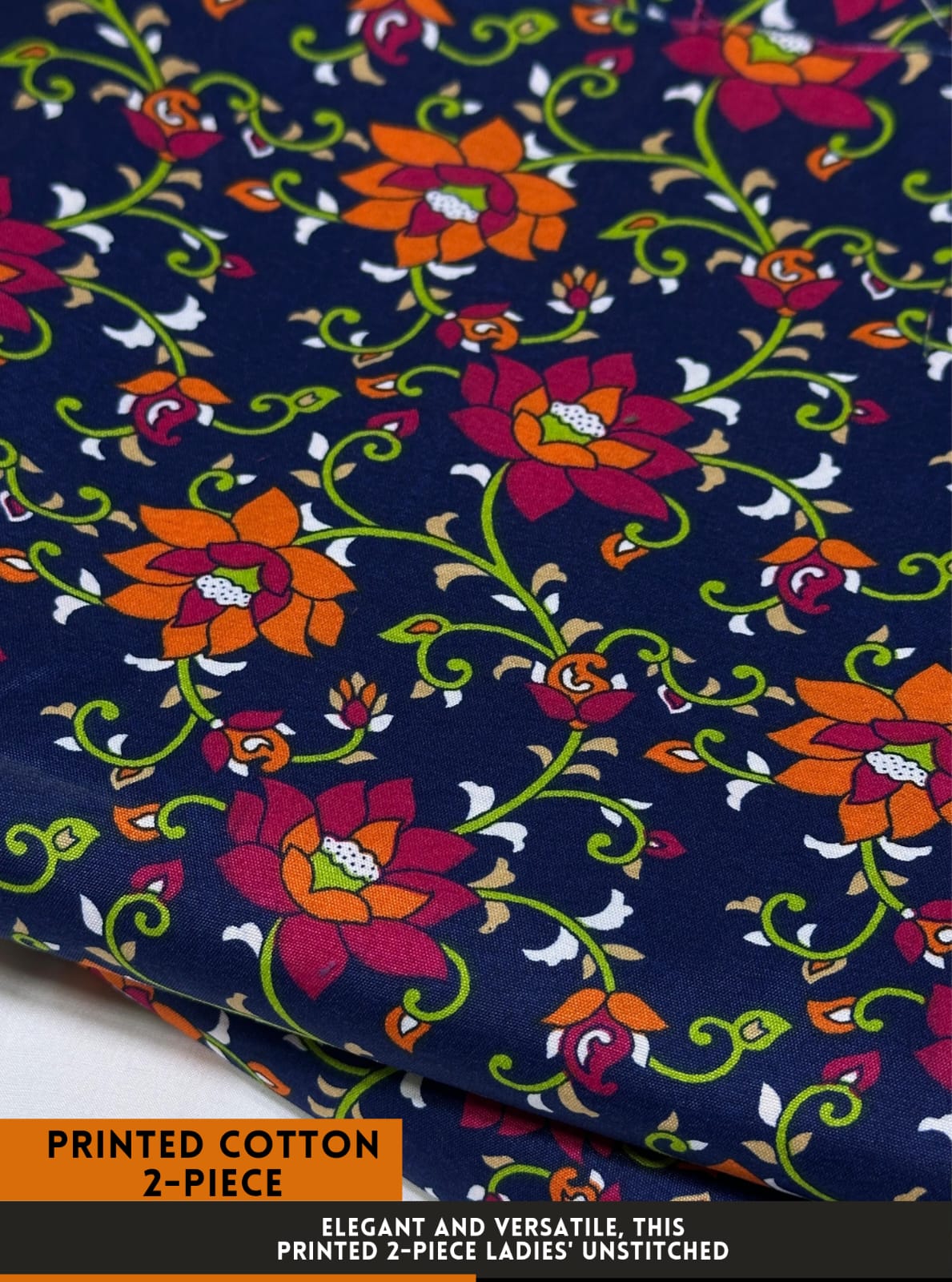 Premium Printed 2 PC Polo Cotton | Summer Unstitched Fabric