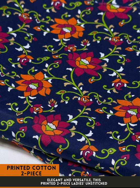 Premium Printed 2 PC Polo Cotton | Summer Unstitched Fabric