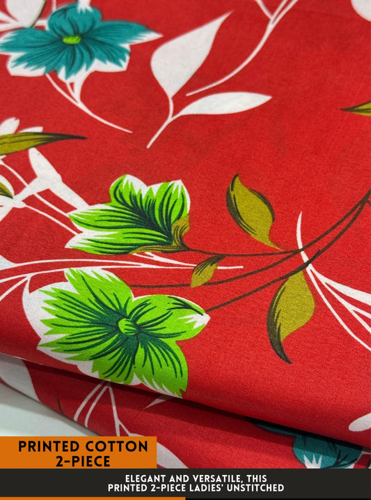 Premium Printed 2 PC Polo Cotton | Summer Unstitched Fabric