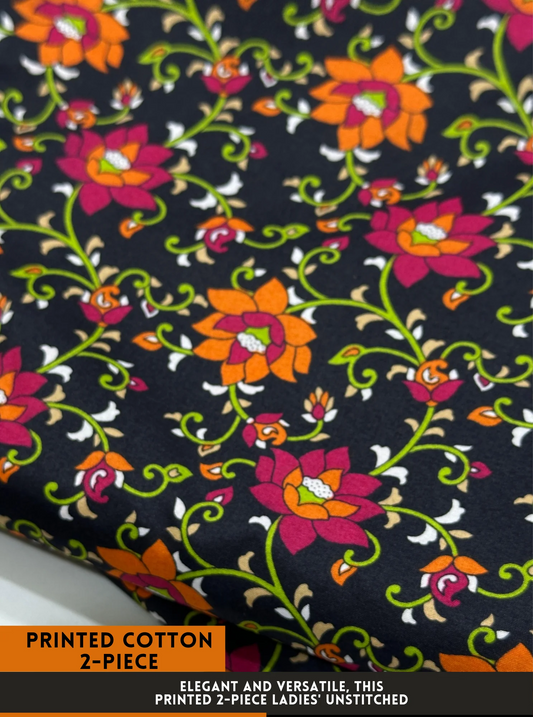 Premium Printed 2 PC Polo Cotton | Summer Unstitched Fabric